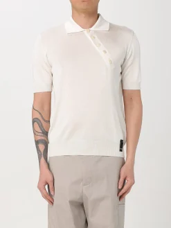 Polo in viscosa con bottoni diagonali Fendi