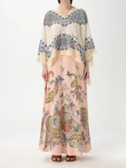 Poncho in seta con stampa paisley Etro