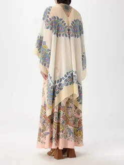 Poncho in seta con stampa paisley Etro