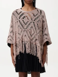Poncho Twinset in maglia traforata e lurex