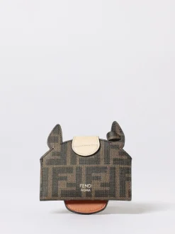Portacarte di credito Fendi Best Friends Forever in pelle e cotone spalmato