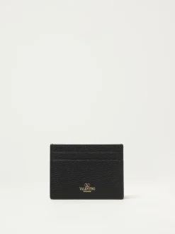 Portacarte di credito Rockstud Valentino Garavani in pelle a grana