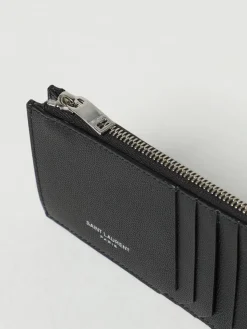 Portacarte di credito Saint Laurent in pelle grain de poudre