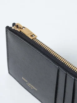 Portacarte di credito Saint Laurent in pelle riciclata