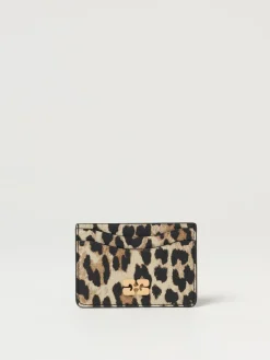 Portacarte Ganni Bou con stampa leopardata