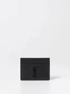 Portacarte Saint Laurent in pelle a grana