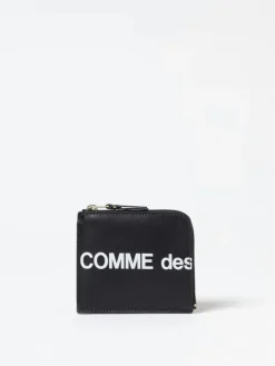 Portafoglio Comme Des Garçons in pelle con stampa logo