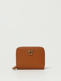 Portafoglio quadrato zip-around in pelle Pinko