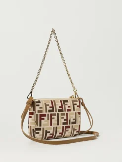 Pouch Baguette Fendi in cotone spalmato con monogram FF all over