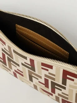 Pouch Baguette Fendi in cotone spalmato con monogram FF all over