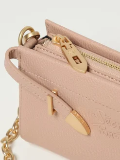 Pouch Quira Grain Secret Pon-Pon in pelle sintetica saffiano