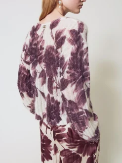 Pullover Twinset in misto lana con stampa floreale