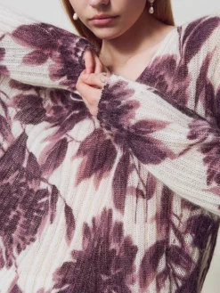 Pullover Twinset in misto lana con stampa floreale