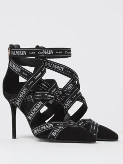 Pump Couture Ribbon Balmain cut-out in nylon e camoscio