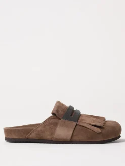 Sabot Brunello Cucinelli in camoscio con monile