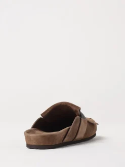 Sabot Brunello Cucinelli in camoscio con monile