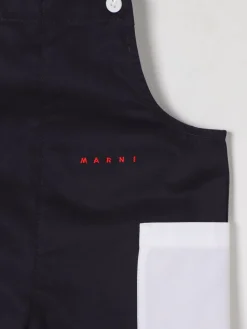Salopette in cotone con toppe Marni