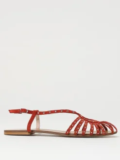 Sandalo Anna F. in camoscio con borchie applicate