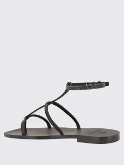 Sandalo Brunello Cucinelli in pelle con monile