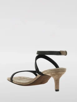 Sandalo Brunello Cucinelli in camoscio con monile