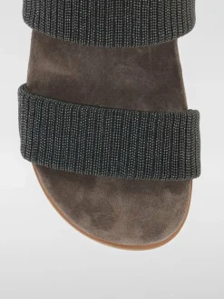 Sandalo Brunello Cucinelli in pelle con monile