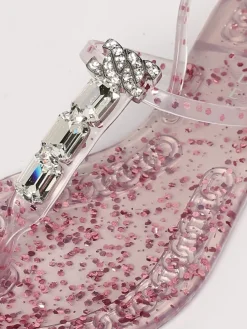 Sandalo Casadei in gomma glitter con strass applicati