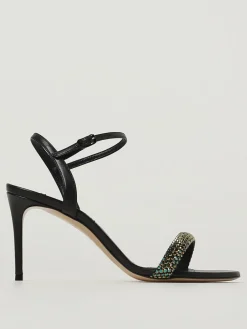 Sandalo Casadei in pelle con strass applicati