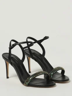 Sandalo Casadei in pelle con strass applicati