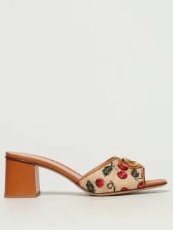 Sandalo Cherryfic Valentino Garavani in pelle e canvas jacquard