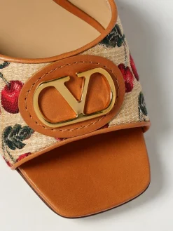 Sandalo Cherryfic Valentino Garavani in pelle e canvas jacquard