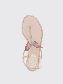 Sandalo Fairy Rene Caovilla in raso e pelle con strass all over