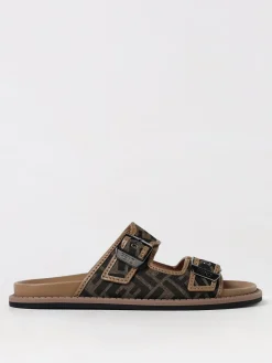 Sandalo Feel Fendi in misto cotone jacquard e pelle