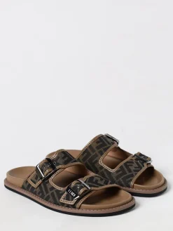 Sandalo Feel Fendi in misto cotone jacquard e pelle