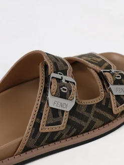 Sandalo Feel Fendi in misto cotone jacquard e pelle