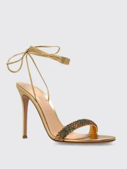 Sandalo Gianvito Rossi in nappa laminata con cristalli