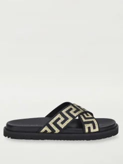 Sandalo Greca Versace in tessuto e pelle