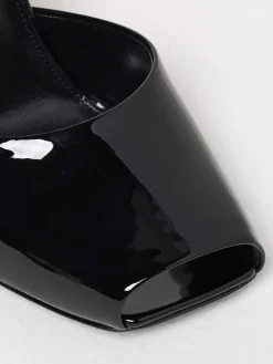 Sandalo Le Scandale Saint Laurent in vernice con zeppa in cavallino animalier