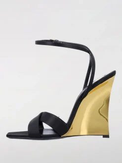 Sandalo Lucienne Saint Laurent in viscosa e pelle