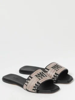 Sandalo Max Mara in rafia con logo jacquard