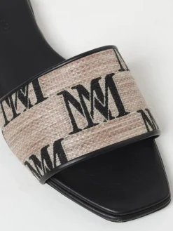Sandalo Max Mara in rafia con logo jacquard