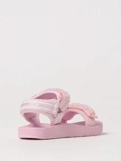 Sandalo Monnalisa in nylon a righe con perline applicate