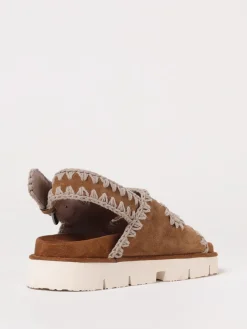 Sandalo New Bio Mou in camoscio con cuciture all'uncinetto