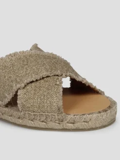 Sandalo Palmera Castañer in canvas lamè