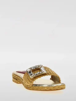 Sandalo Roger Vivier in rafia con fibbia gioiello