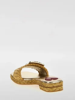 Sandalo Roger Vivier in rafia con fibbia gioiello