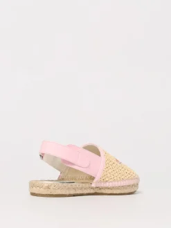 Sandalo Stella McCartney Kids in rafia crochet e pelle sintetica con ricami