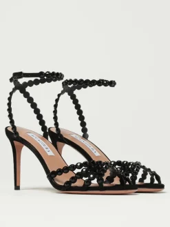 Sandalo Tequila Aquazzura in camoscio con strass