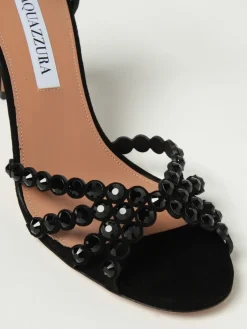 Sandalo Tequila Aquazzura in camoscio con strass