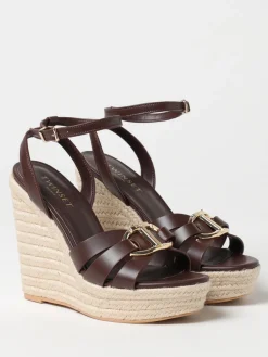 Sandalo Twinset in pelle con zeppa