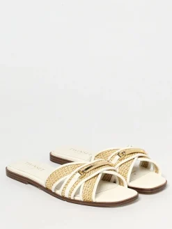 Sandalo Twinset in rafia e pelle
